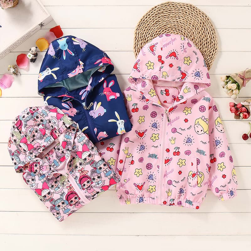 Cross-border Children's 2026 Girls' Spring/Autumn Jacket, Korean-style Casual Coat for Toddlers, Cartoon Design