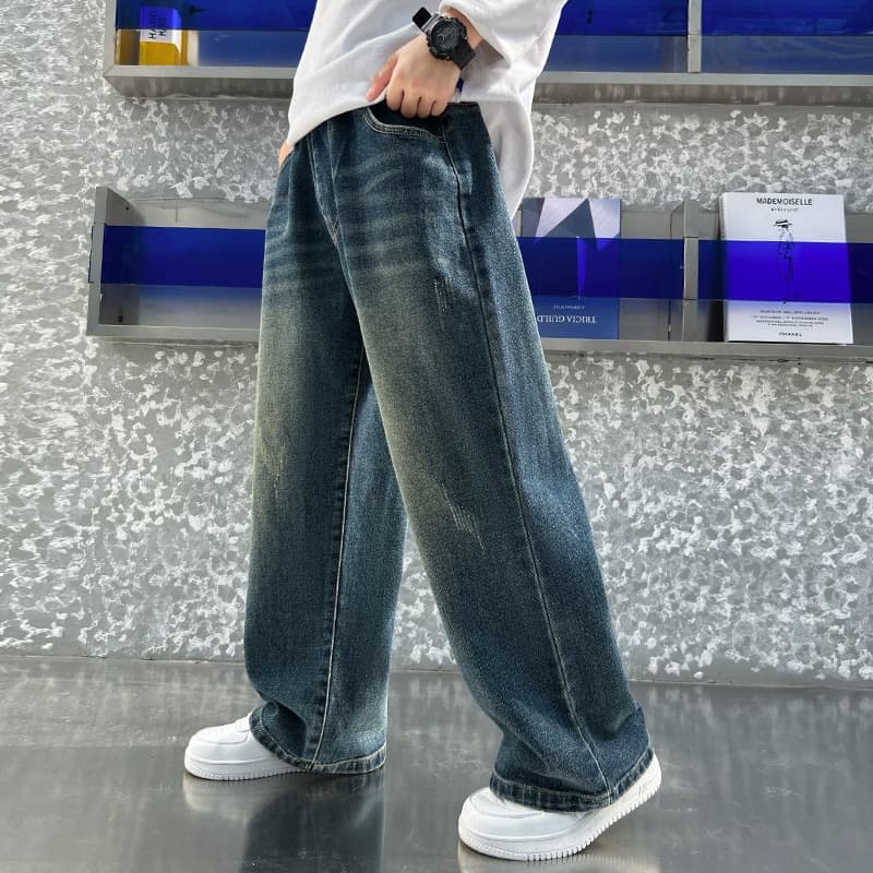 Boys' Pants Spring 2026 New Style Middle and Big Kids Cool Jeans Sporty Style Boys Children Spring Long Pants Trendy