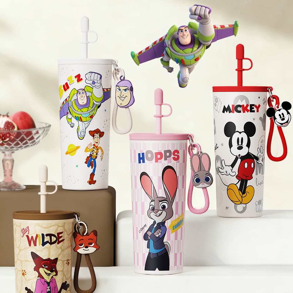 Leyi Straw Insulated Cup Zootopia Judy Water Bottle Cute High Appearance Outdoor Car Coffee Cup