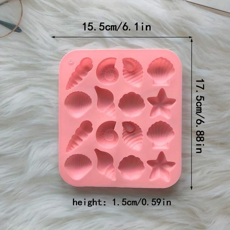 16-Cavity Shell Chocolate Silicone Mold Starfish Sea Animal Shape Candy Pudding Cake Decoration Mold