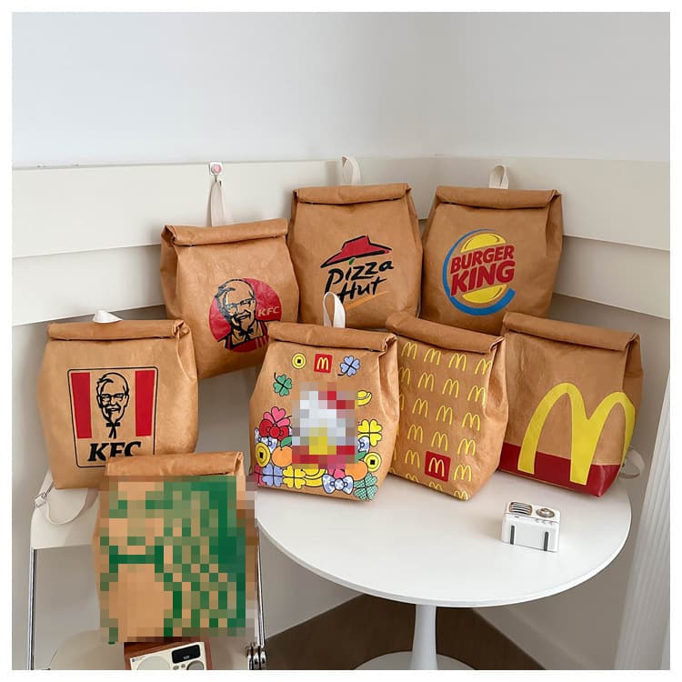 McDonald's Large Capacity Backpack for Women, School Bag, DuPont Paper Bag Style, Urban Simple Design, Waterproof Nylon Backpack for College Students