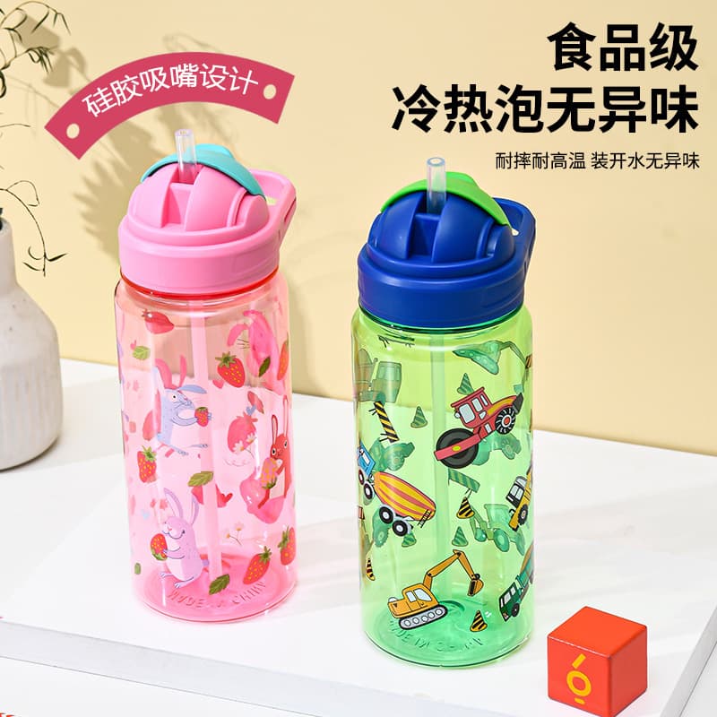 Cross-border Children's Straw Cup Summer Large Capacity Cute Cup for Girls High Appearance Heat-resistant Plastic Sports Water Bottle