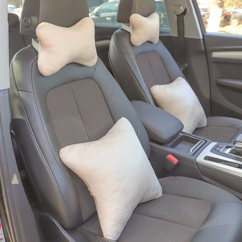 Car Headrest and Neck Support Pillow, Vehicle Seat Cushion Set with Lumbar Support and Hug Pillows in Multiple Colors for All Seasons