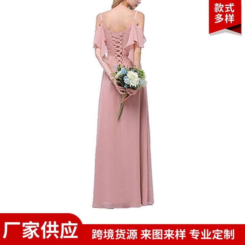 Foreign Trade Evening Gown Banquet Dress Backless Elegant Long Dress for Bridesmaids Group Strapless Evening Gown