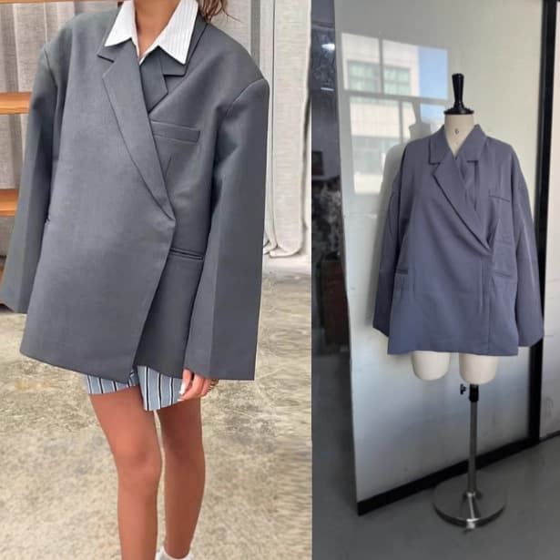2024 Autumn Plus Size Women's Loose Fit Casual Suit Jacket Double Breasted Side Opening Clothingsuit From China Mainland