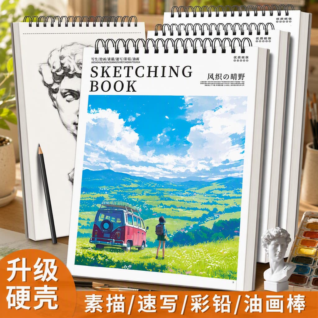 A4 Vertical Flip Sketchbook Cartoon Thick Drawing & Sketching Pad for Elementary Students Art Drawing Book
