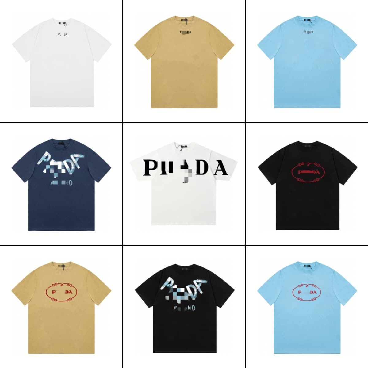 High Quality Correct Version P-House Short Sleeve Crew Neck T-Shirt Pu-House Triangle Logo Lettering Loose Fit Pure Cotton Cross-Border European and American Best Seller