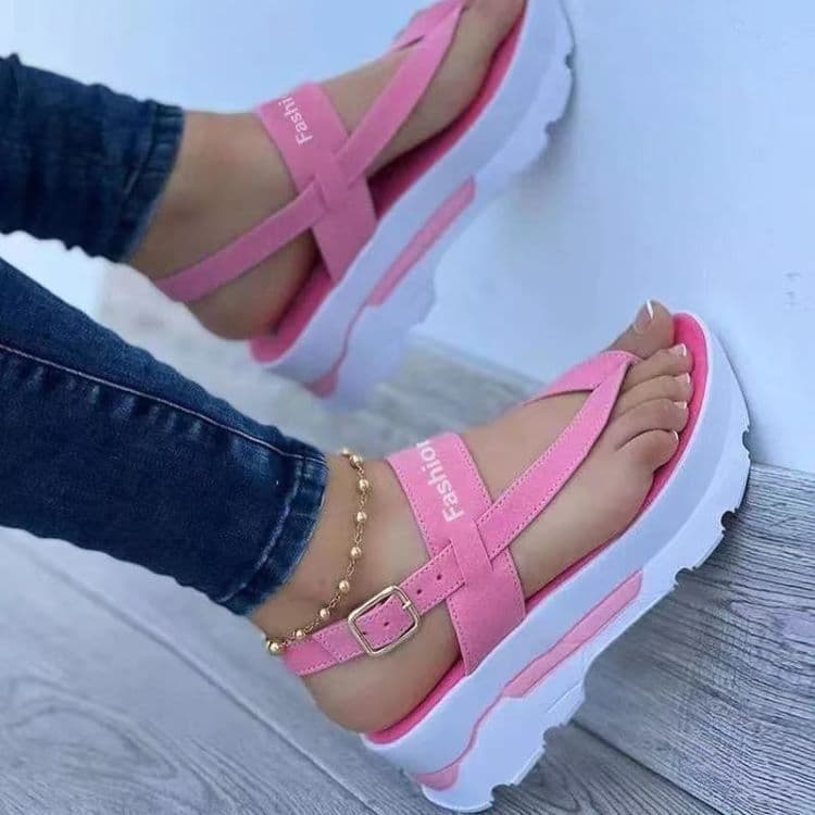 Summer Cross-Border Trade Plus Size Wedge Toe Ring Strap Thong Sandals for Women, Southeast Asian New Style Roman Sandals for Outdoor Wear