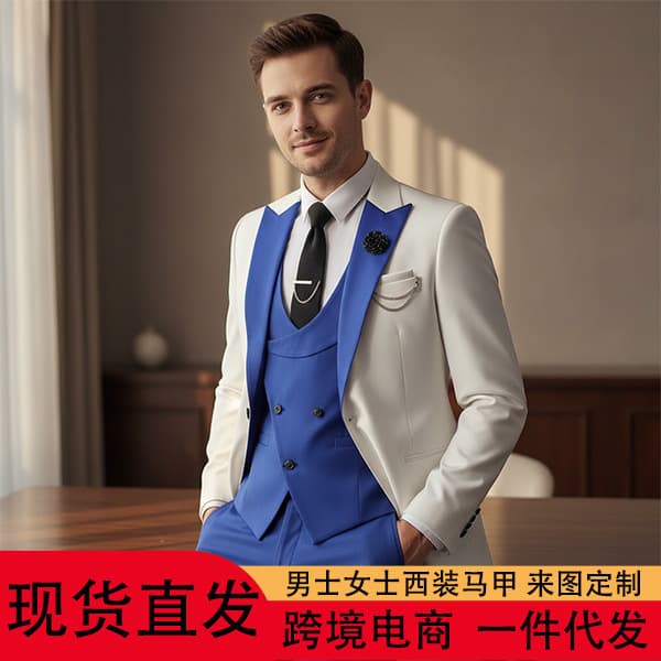 Men's Three-Piece Suit Set Formal Blazer Vest Pants Premium Suit Clearance