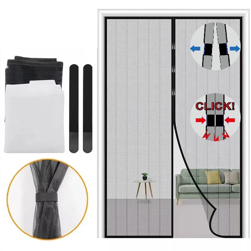 Magic Mesh Anti-mosquito Door Curtain Polyester Edged Automatic Closing Magnetic Gauze Window Curtain Home Decor