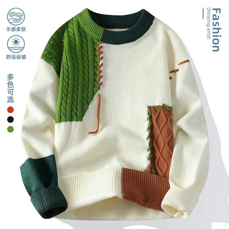 European size cross-border wholesale drop shipping AliExpress knitwear sheep youth autumn winter warm base layer sweater men's clothing