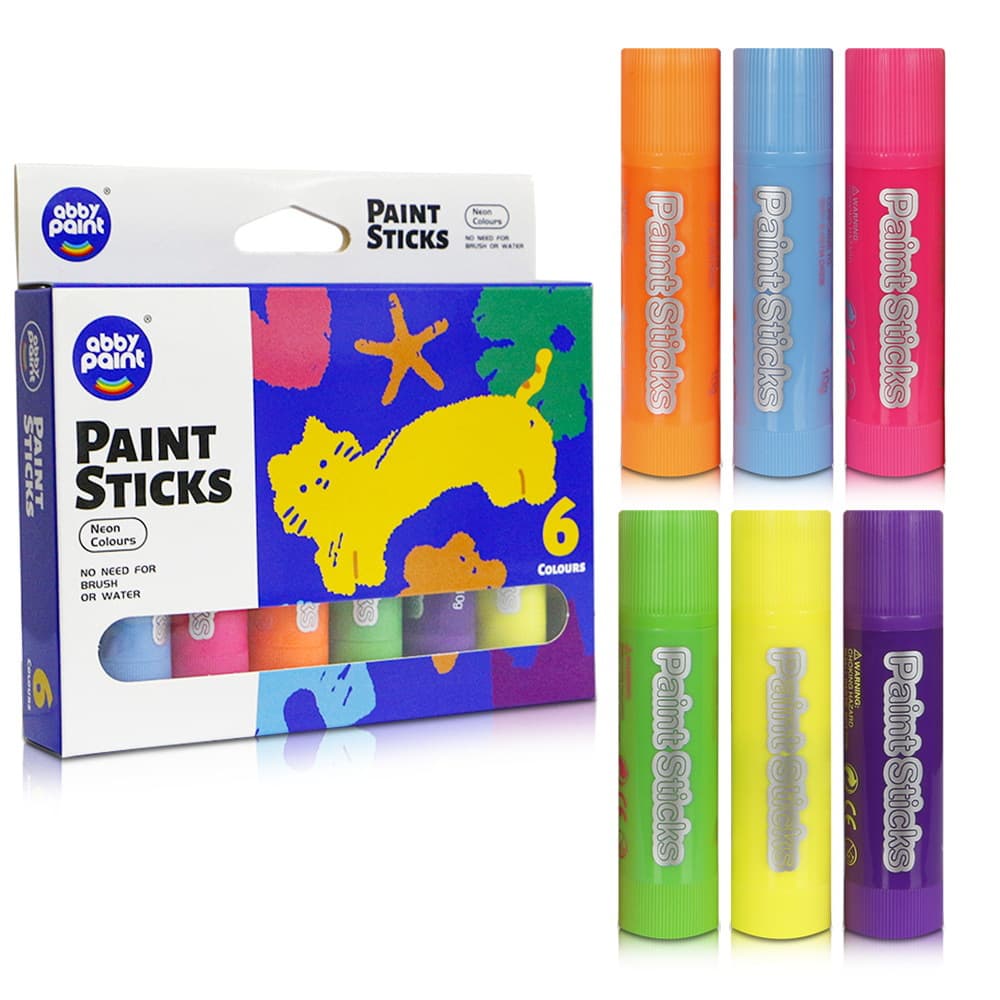 Quick-Dry Fluorescent 6-Color Crayons, Doodle DIY Painting Water-Based Pens, Cross-Border Solid Gouache Sticks for Egg Tempera Stamping