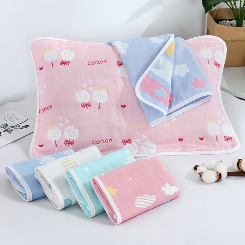 Street Stall Wholesale Six-Layer Gauze Children's Pillow Towel, Pure Cotton Cartoon Pillow Towel, Soft Breathable Non-Fluorescent Baby Pillow Towel