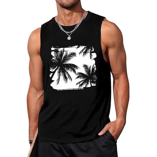 2025 Amazon Summer Europe-US Cross-border Youth Men's Loose Vest 3D Print Trend Casual Men's Vest