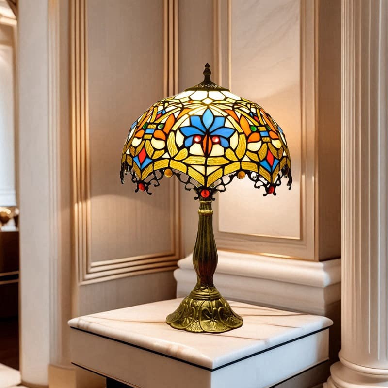 Tiffany Lamp Stained Glass Bedroom Decor Dimmable Bedside Art Glass Lamp