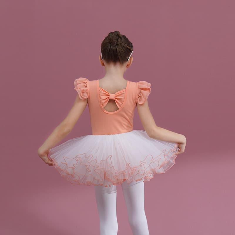 Pure cotton children's dance clothing summer sleeveless orange girls' practice clothing little girl's dance clothing ballet Chinese dance