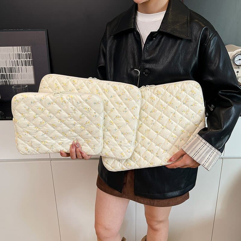Korean Style New Corduroy Floral 13-inch Laptop Bag iPad Storage Bag Tablet Sleeve 15-inch Inner Bag