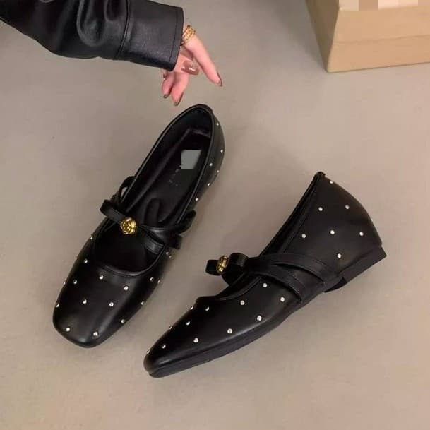 French Hidden Wedge Square Toe Mary Jane Shoes Women 2026 New Summer Autumn Shallow Mouth Single Shoes Black Slip On Leather Shoes