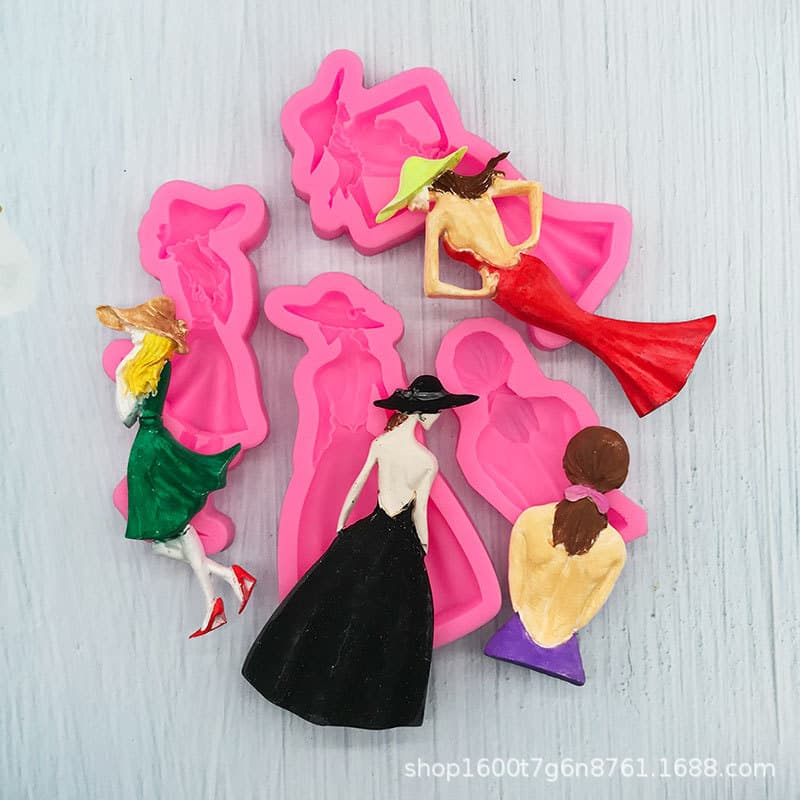 Girl Goddess Back Silicone Mold for DIY Chocolate Fondant Mother's Day Theme Cake Plaster Decoration Mold