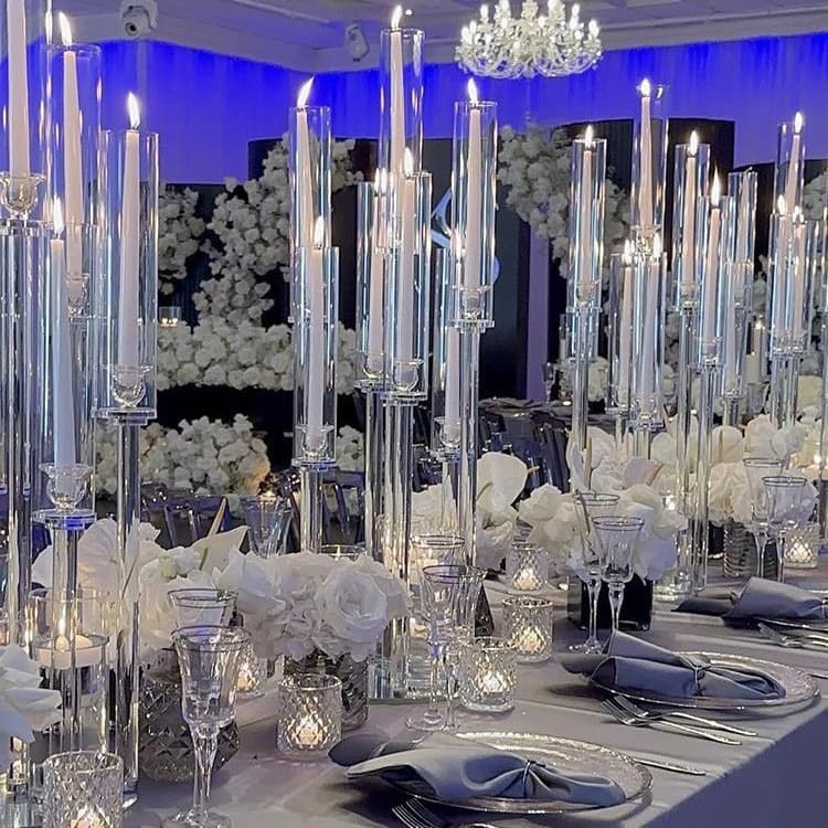 Simple European Modern Crystal Candle Holder Romantic Wedding Decoration Prop Showroom Home Hotel Birthday Banquet