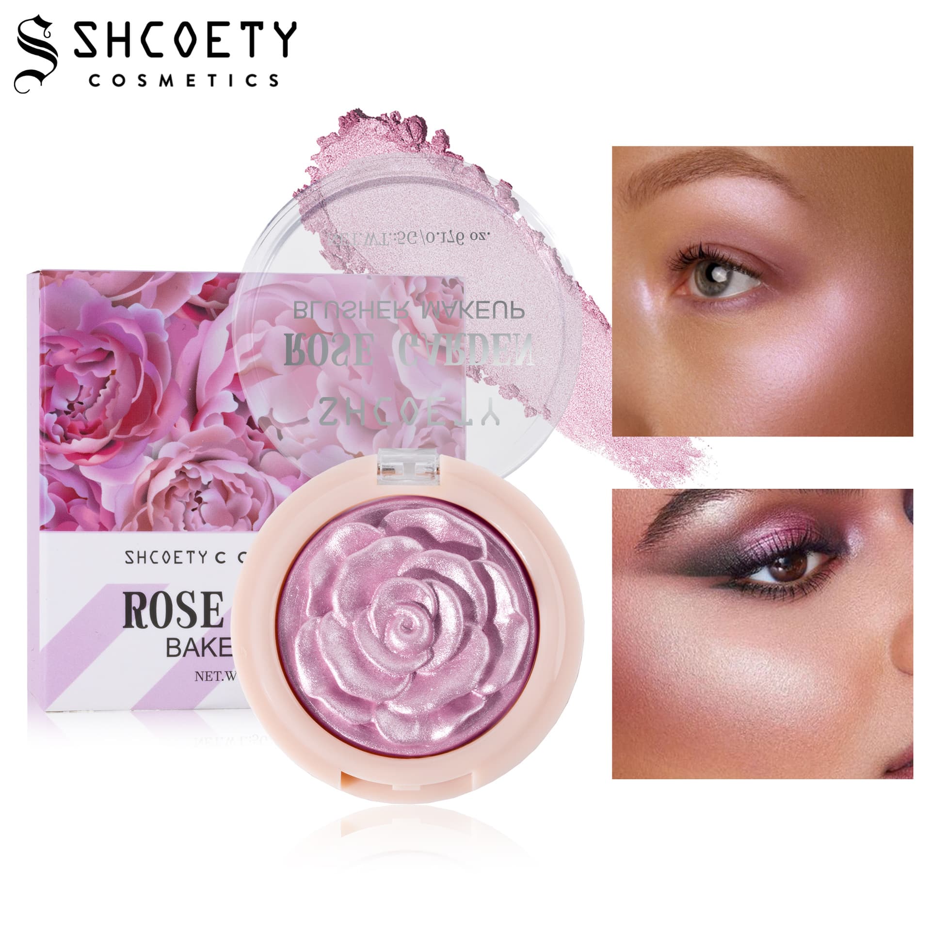 SHCOETY Carved Rose 3D Highlight Blush Palette Body Face Eye Nose Contour Sculpting Brightening Contour Powder