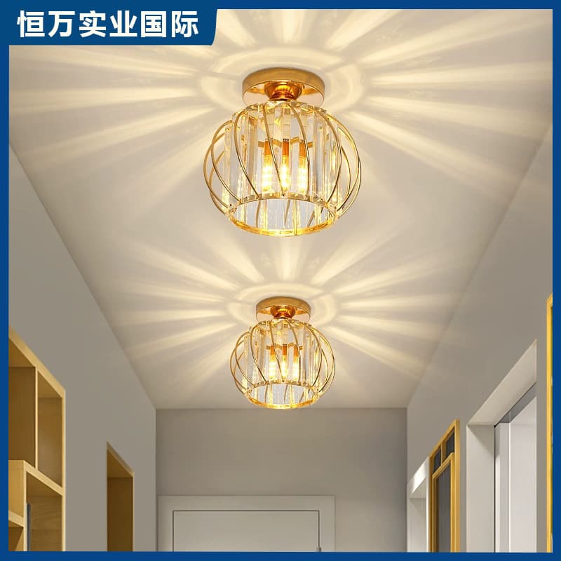Nordic LED ceiling light, simple crystal aisle light, balcony ceiling light, European small chandelier, entrance light, bedside light
