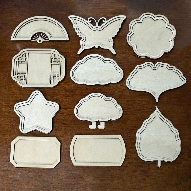 Dai Embroidery Refrigerator Magnet Accessories DIY Round Picture Frame Mounted Embroidered Words Wood Chips Handmade Refrigerator Magnet Accessories
