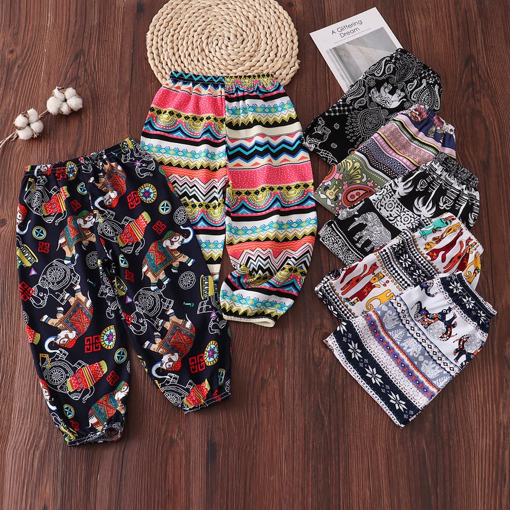 Summer Thin Children's Mosquito-Proof Pants, Toddler Boy Girl Cotton Poplin Sleep Pants, Baby Lantern Pants, Performance Long Pants