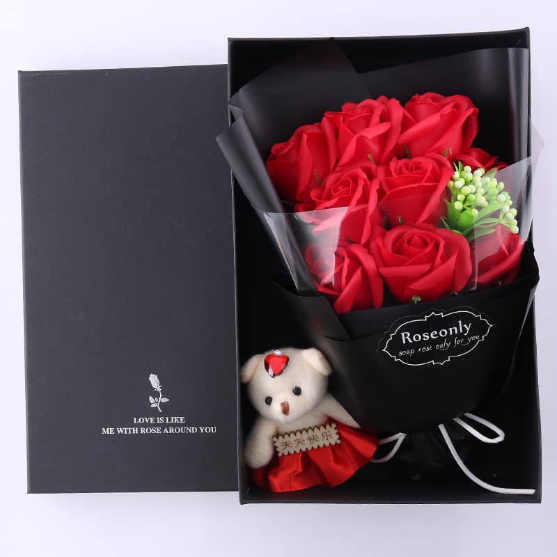 Cross-border 214 Valentine's Day Gift Indian Soap Flower Gift Box Carnation Bouquet Birthday Gift Factory Wholesale