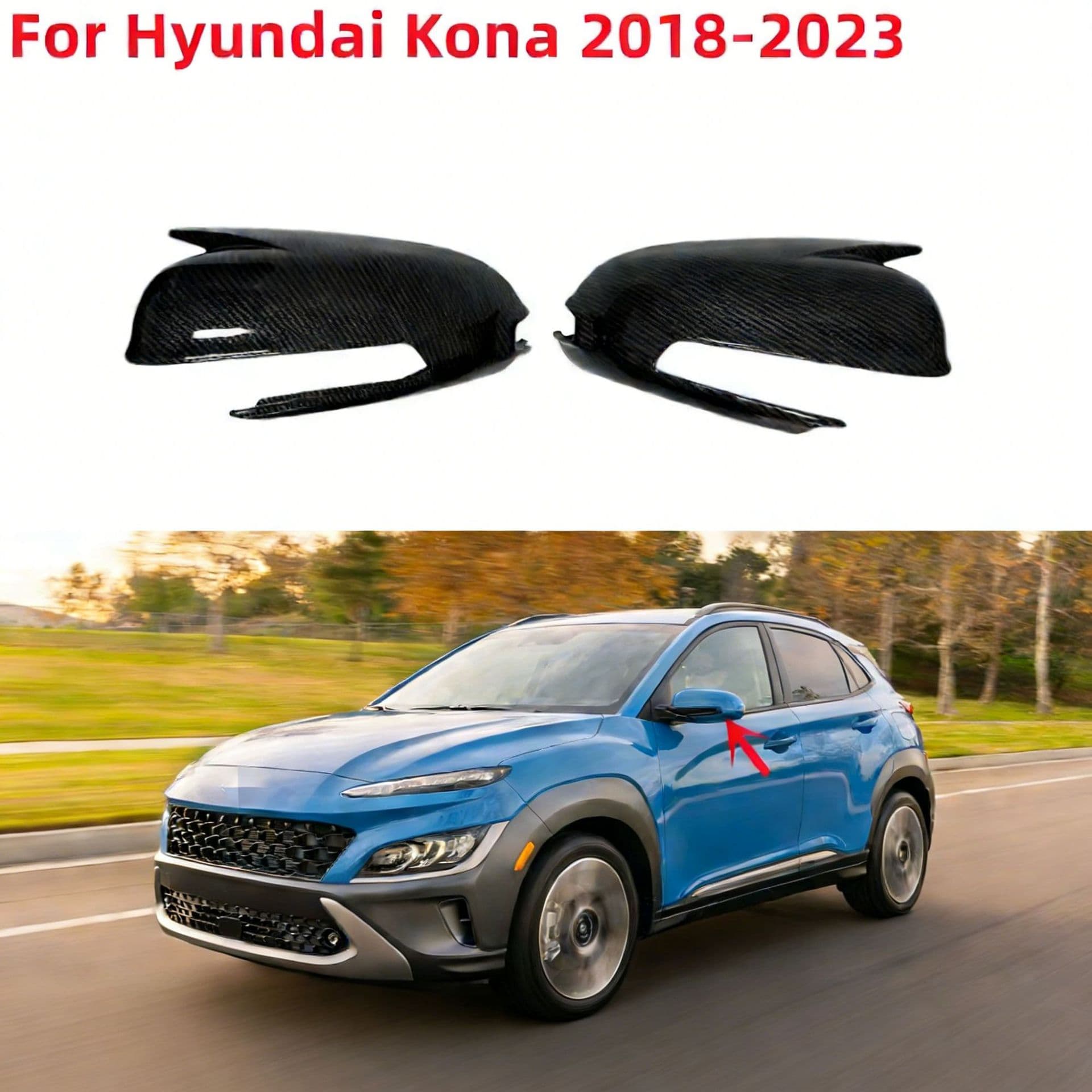 Suitable for Hyundai Kona Horn Rearview Mirror Cover Modification 2018-2023