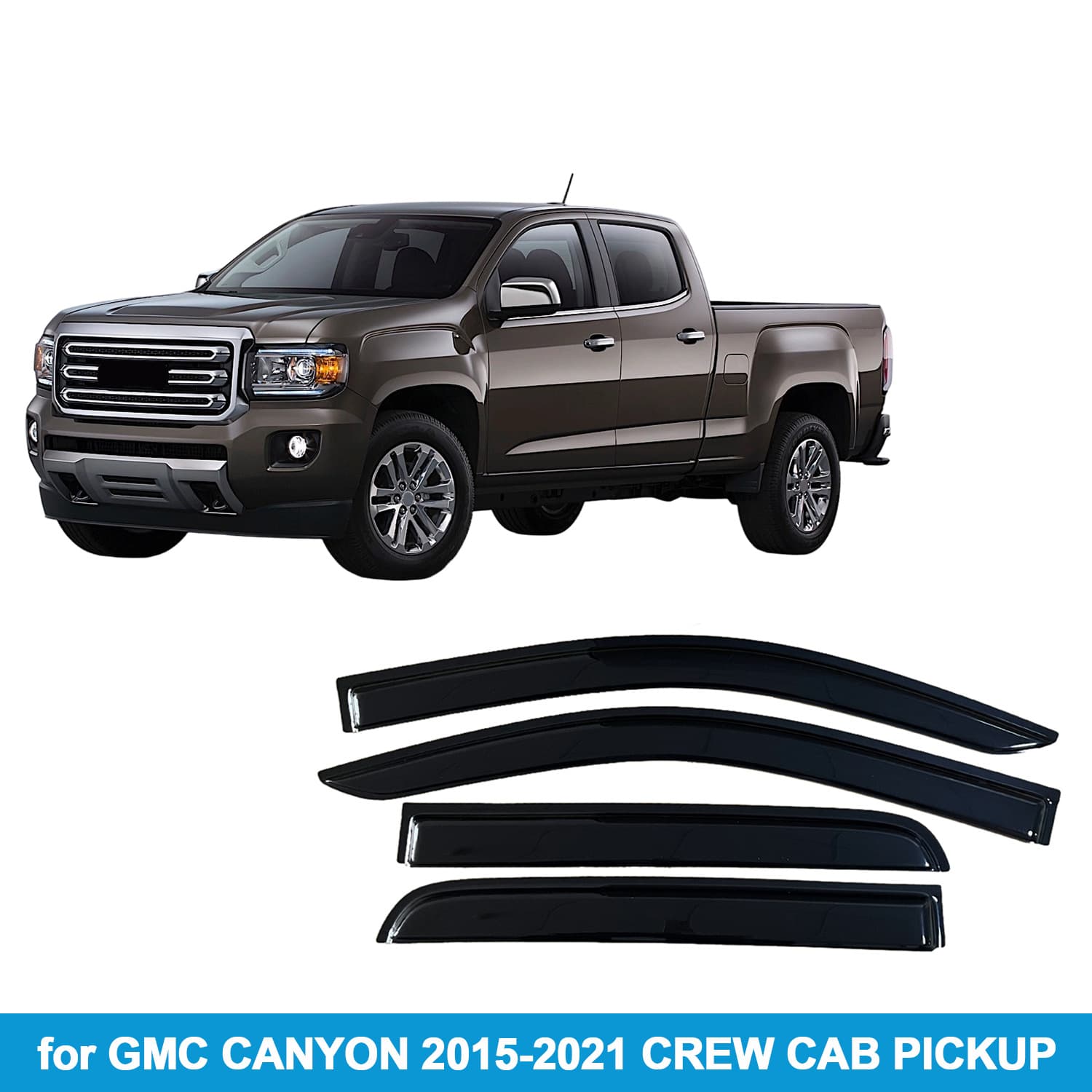 Suitable for GMC CANYON 2015-2021 CREW CAB rain and shine shield side window deflector rain eyebrow
