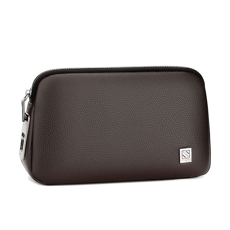 Smart Fingerprint Lock Clutch Bag Men's Business Premium Handbag Storage Bag Hot-Selling Lychee Pattern Leather Combination Lock Hand Clutch