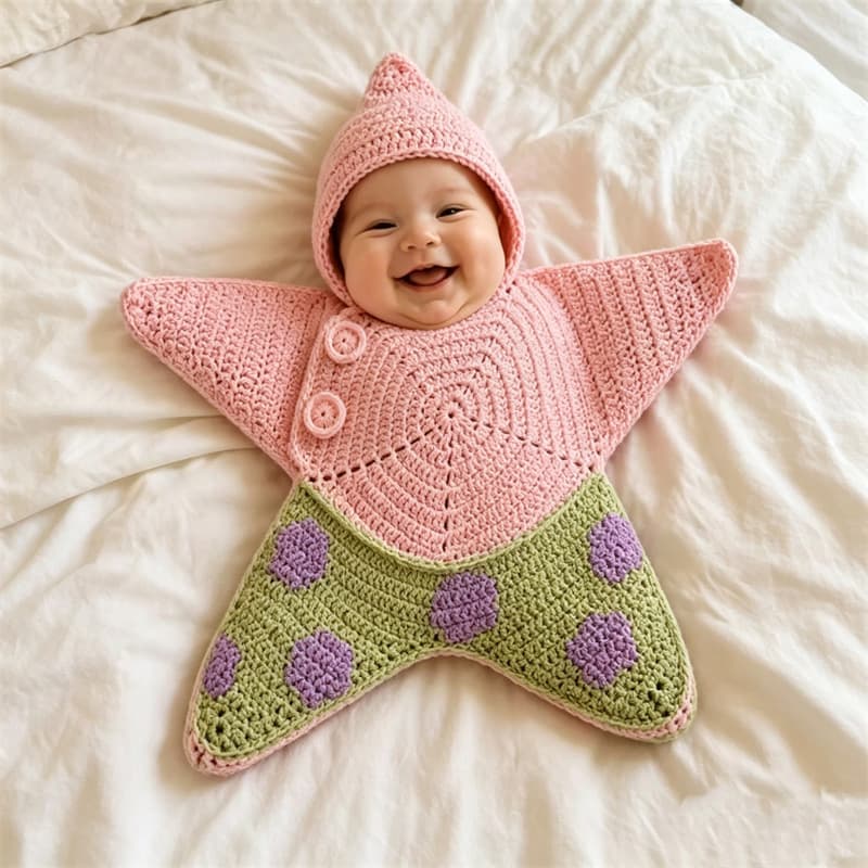 Newborn baby surrender style swaddle, universal anti-jump sleeping bag for all seasons, spring, summer and autumn newborn five-pointed star sleeping bag