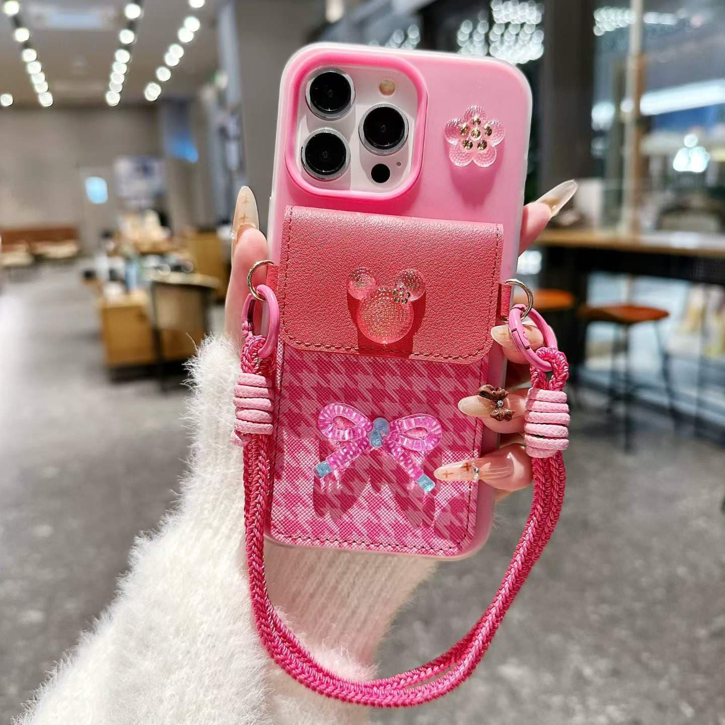 Women's Wallet Lanyard Phone Case for Apple iPhone 17 Pro Max Card Holder Phone Cover