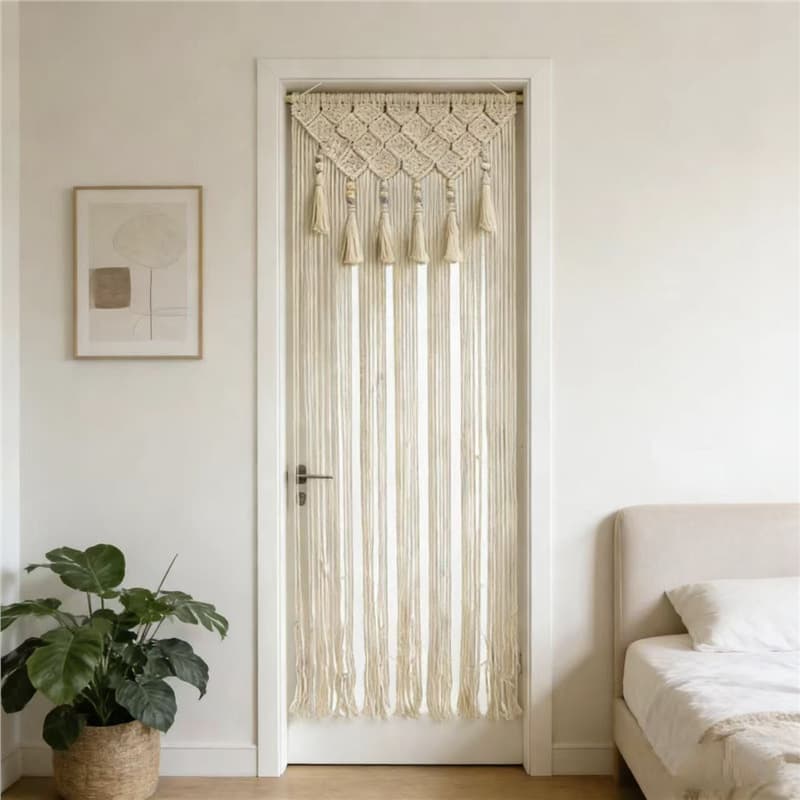 Nordic Ins Style No-Drill Handwoven Door Curtain with Tassel Tapestry Living Room B&B Partition Bohemian Tapestry