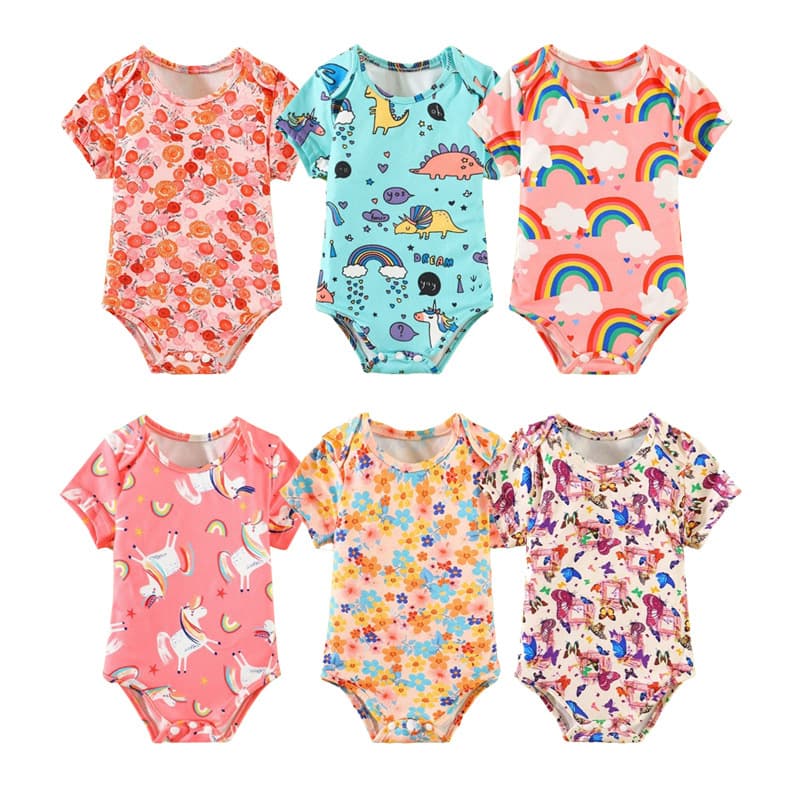Cross-border Wholesale Short Sleeve Polyester Cotton-like Bodysuit Solid Color Unisex Newborn Baby Sublimation Triangle Romper