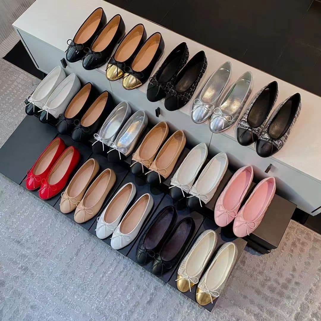 C's genuine leather small fragrant bow shoes for women 2025 autumn and winter color matching versatile flat shoes ballet shoes