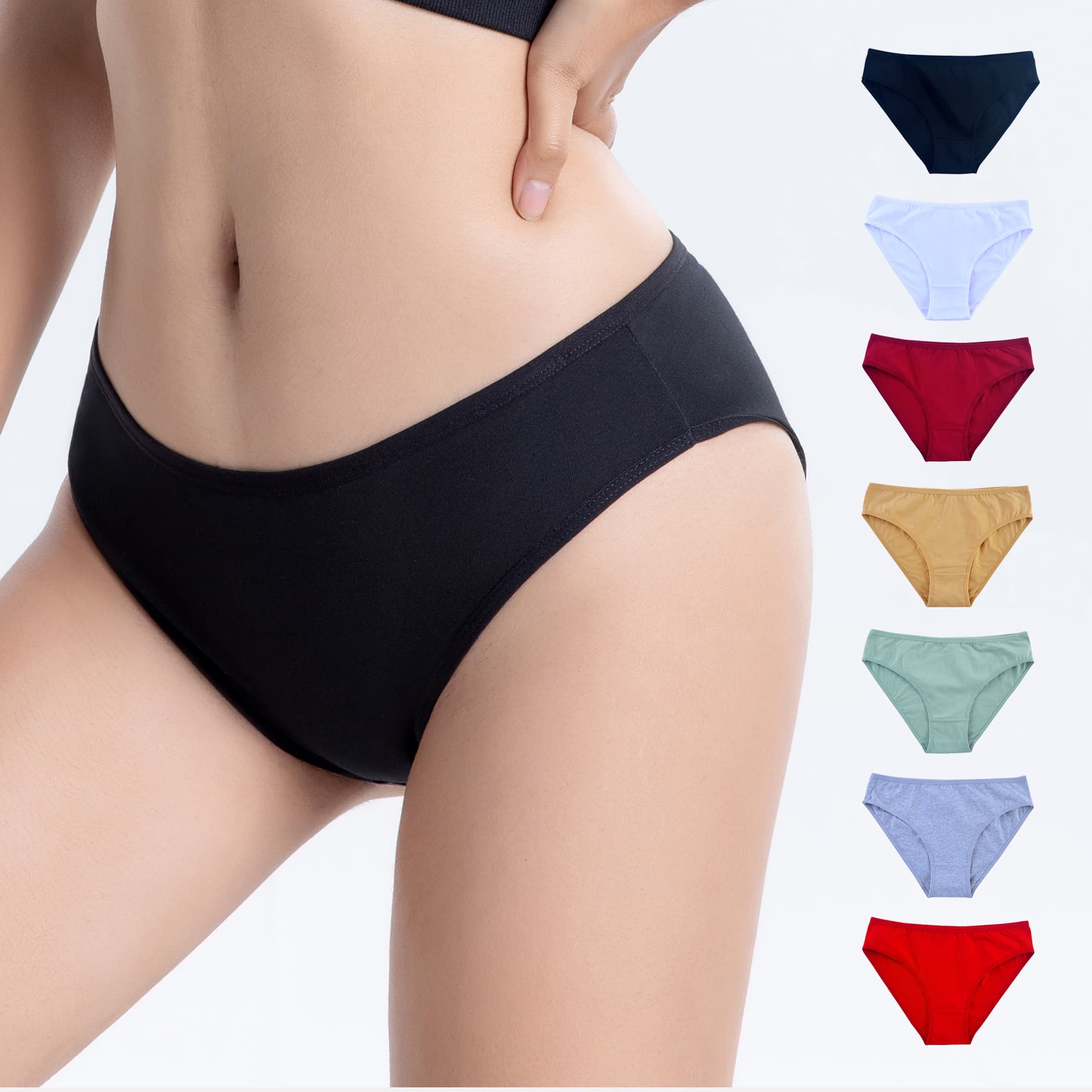 Pure Cotton Women's Underwear Mid-Waist European and American Plus Size Knitted Fabric Briefs Comfortable Breathable Innerwear