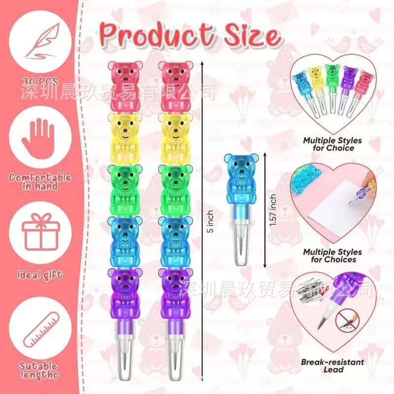 Cross-border new product best-selling Bear Stackable Pencils cute bear Jenga watercolor pencils