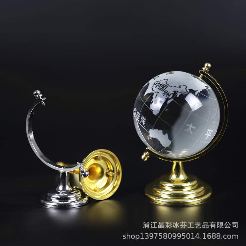Creative Crystal Globe Desktop Ornament Minimalist Ins Style Mini Earth Decoration Craft Student Gift