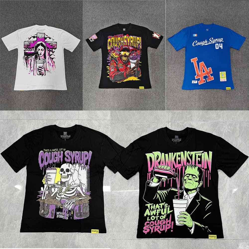 New Cross-Border American Streetwear THAT'S A AWFUL LOT OF COUGH SYRUP Skull Rock T-Shirt for Men and Women