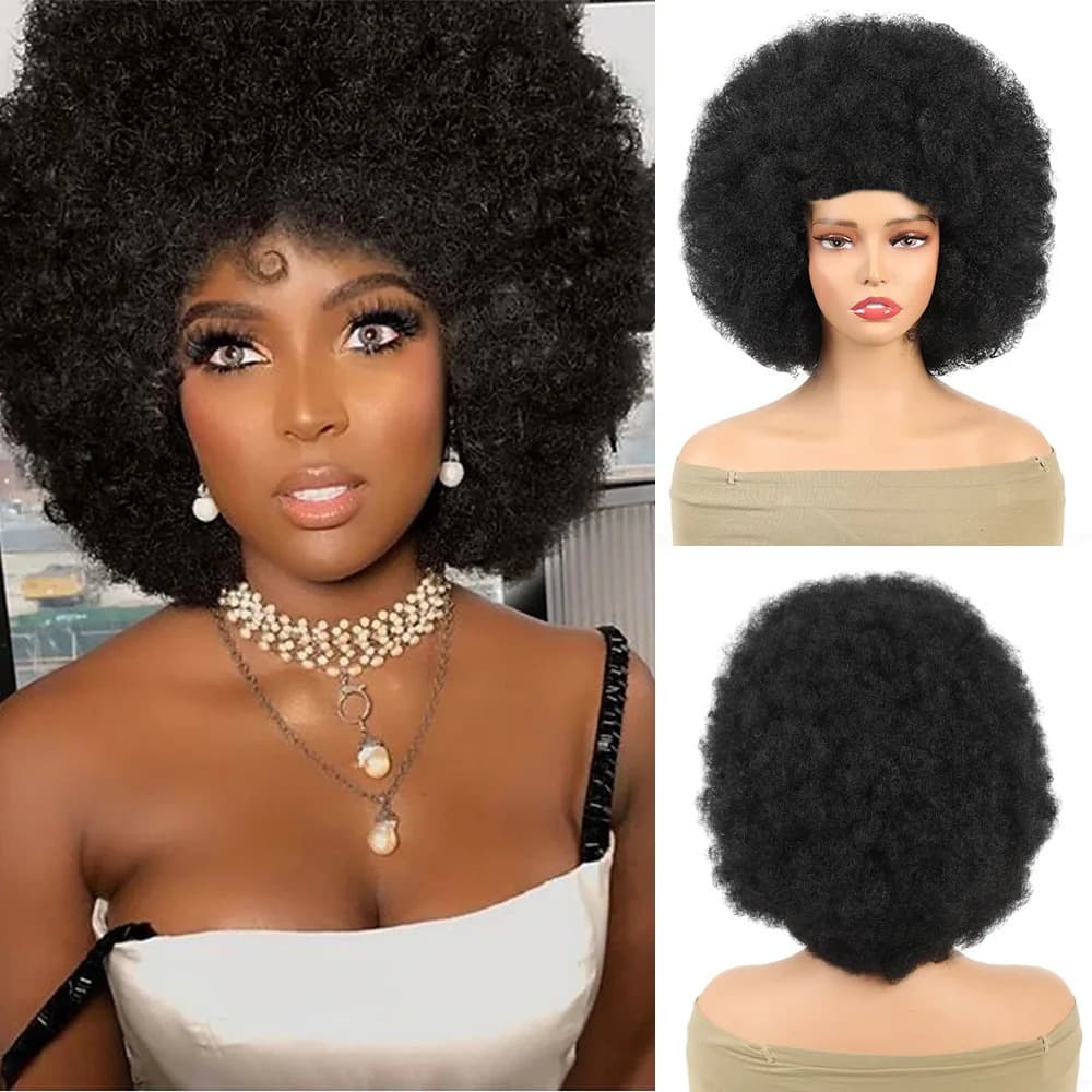 Foreign trade African ladies headgear with afro small curly natural simulation fluffy soft short curly hair wig headgear