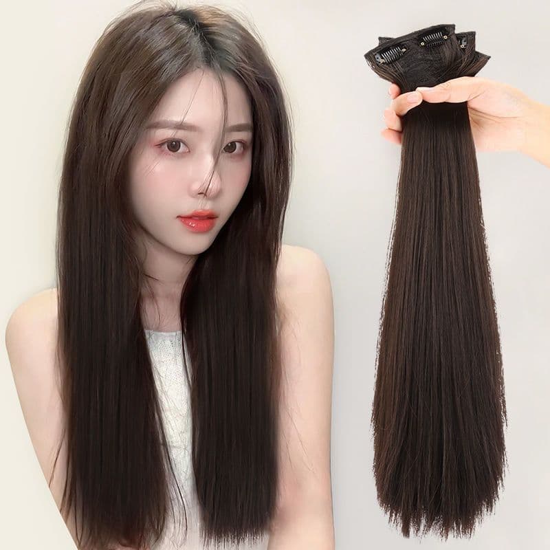 Wig Patch Women's Long Hair Thickening on Both Sides Hair Volume Pad Hair Fluffy Straight Hair One-piece Traceless Hair Overhead Repair
