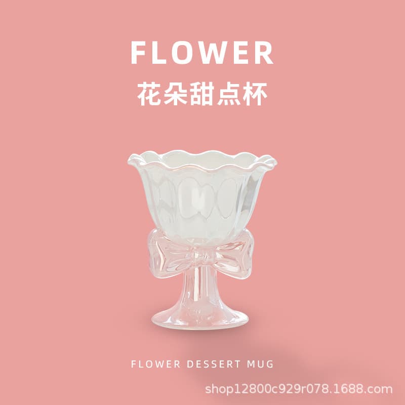 Ice Cream Popsicle High-Foot Couple Ceramic Mug Bow High Aesthetic Cute Creative Gift Water Cup
