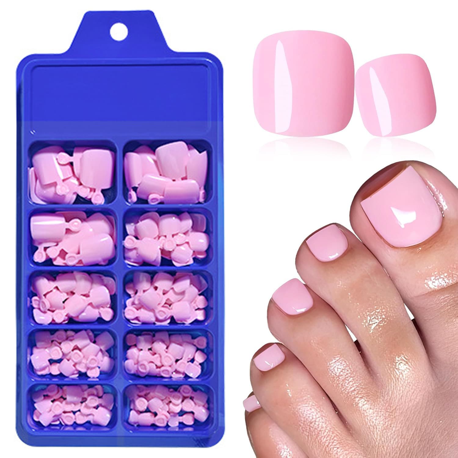 Short Press-On Nails 100 Pieces Solid Color Toenails Minimalist High-End Women Boxed Toe Nail Art False Nail Tips Wholesale