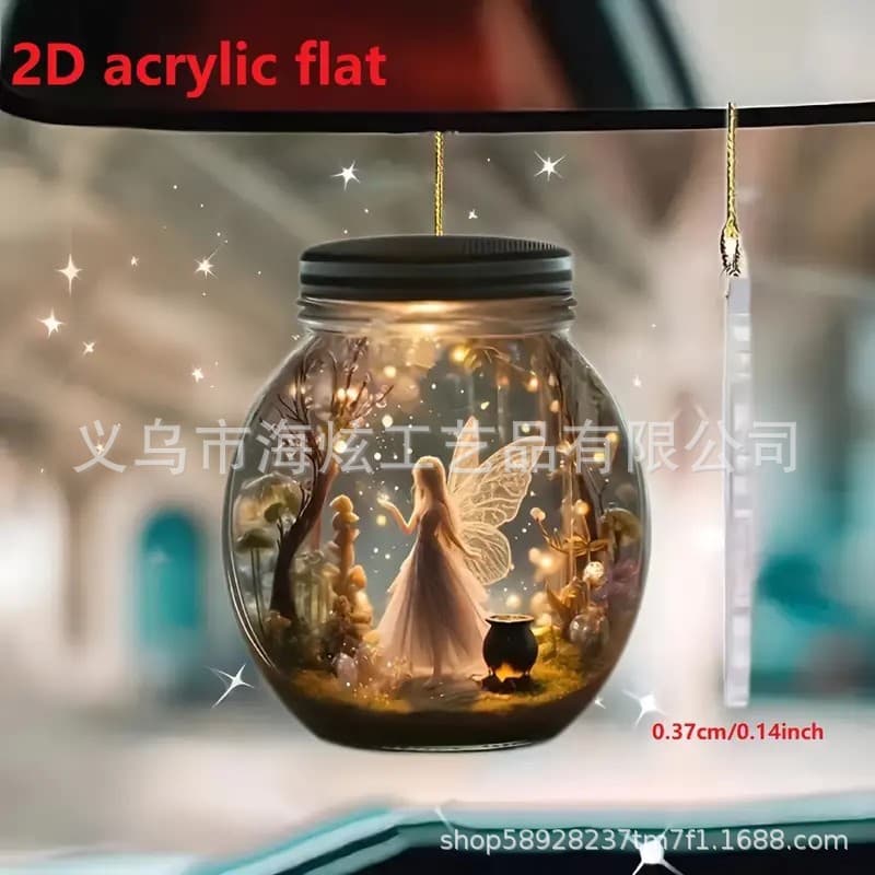 2D Acrylic Fairy Jar Creative Pendant Cross-border Car Rearview Mirror Decoration Flat Hanging Keychain Ornament