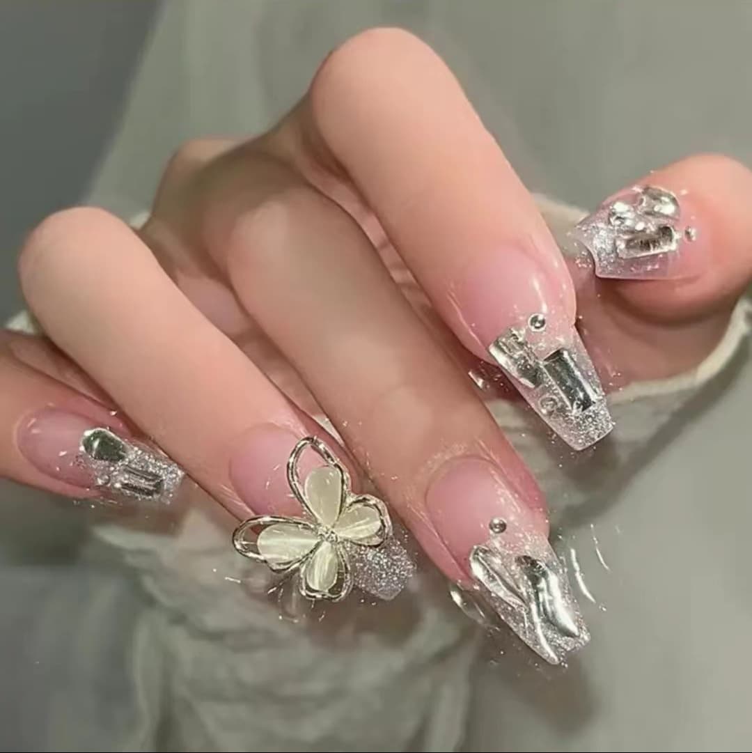 Medium Cat Eye Butterfly Wearable Nail Art Finished Press-On Nails Fake Nails Gel Nails