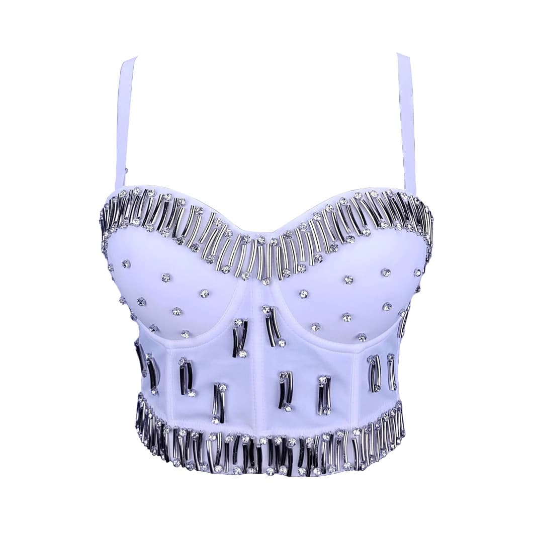 Lu Qiuguo's fishbone bra outer wear top for women with handmade diamond-wrapped breasts, slim and temperament small camisole DB1540