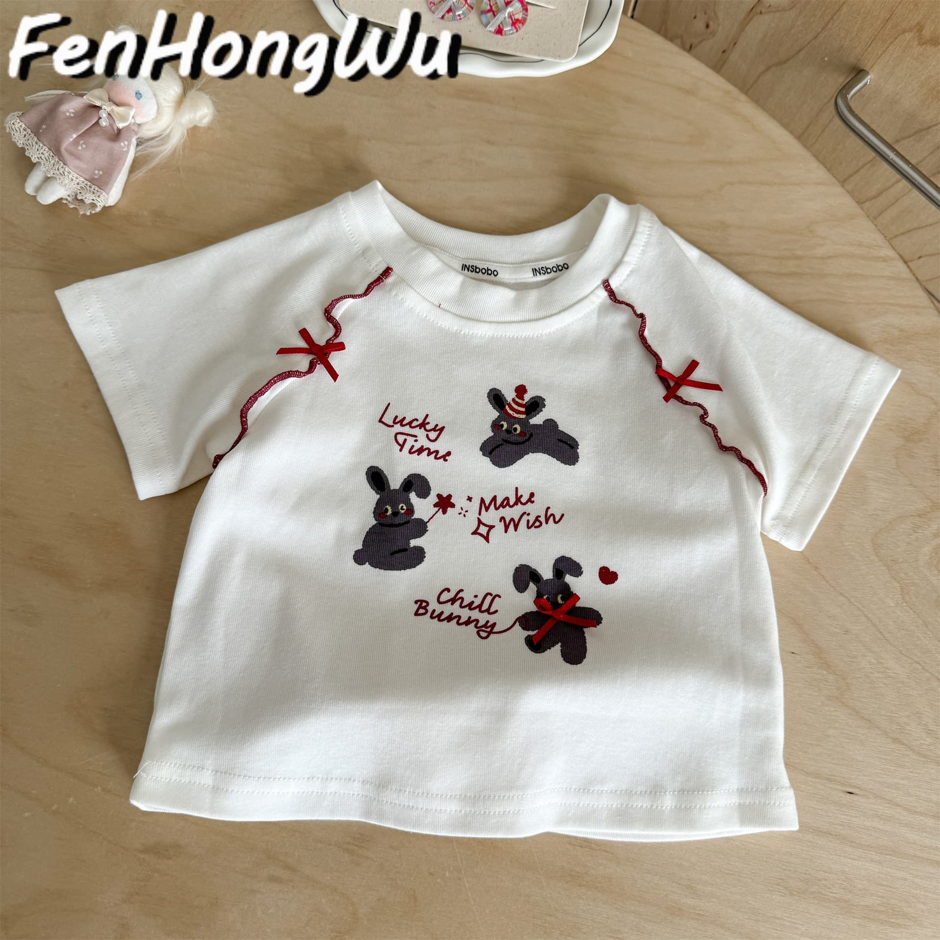 【Pink House】Girls Short Sleeve T-Shirt Summer New Stylish White Top Casual Half Sleeve for Girls