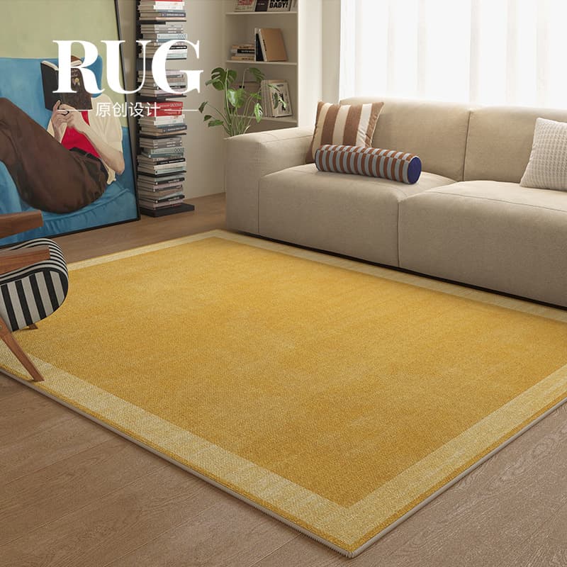Yellow Bauhaus Living Room Carpet, High-End Vintage Retro Washable Waterproof Bedroom Rug, Original Design Rug